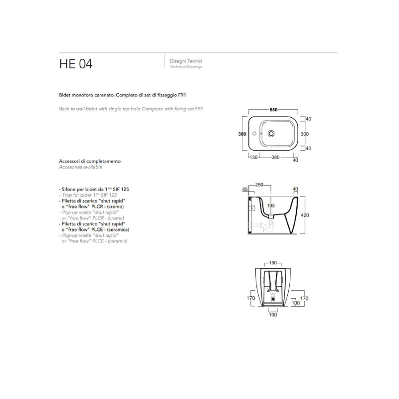 Bidet a pavimento Simas Henges cod. HE04