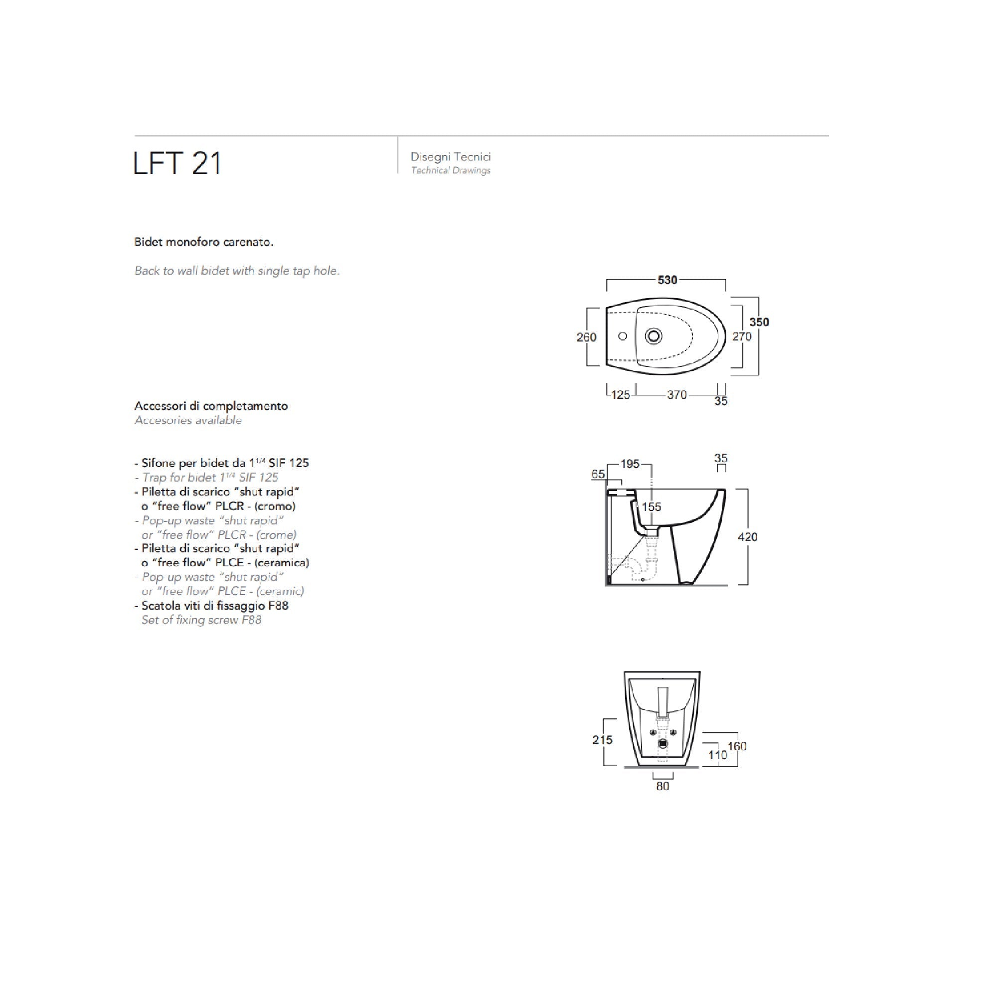 Bidet a pavimento Simas LFT SPAZIO cod. LFT21