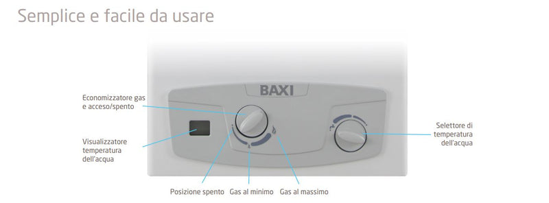 Scaldabagno a gas Metano 11 Litri Baxi Acquaprojet Blue 11i Camera Aperta