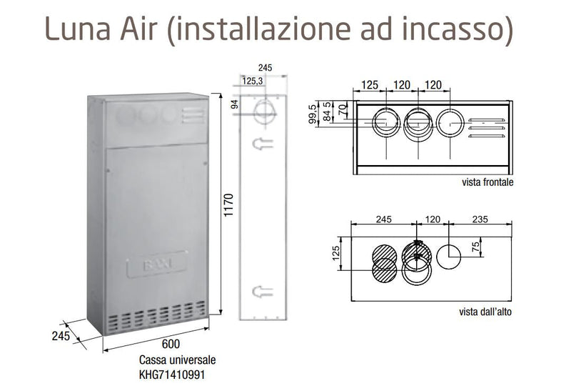 Caldaia a condensazione Baxi 24 kw Luna Air da Incasso