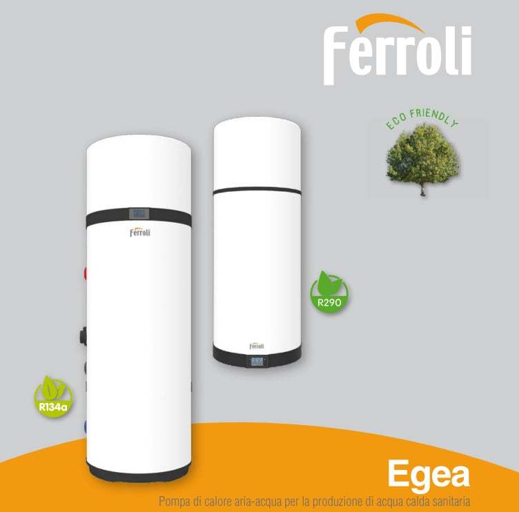 Scaldabagno a pompa di calore aria acqua Ferroli Egea LT 90 ad accumulo gas R290 Wi-Fi