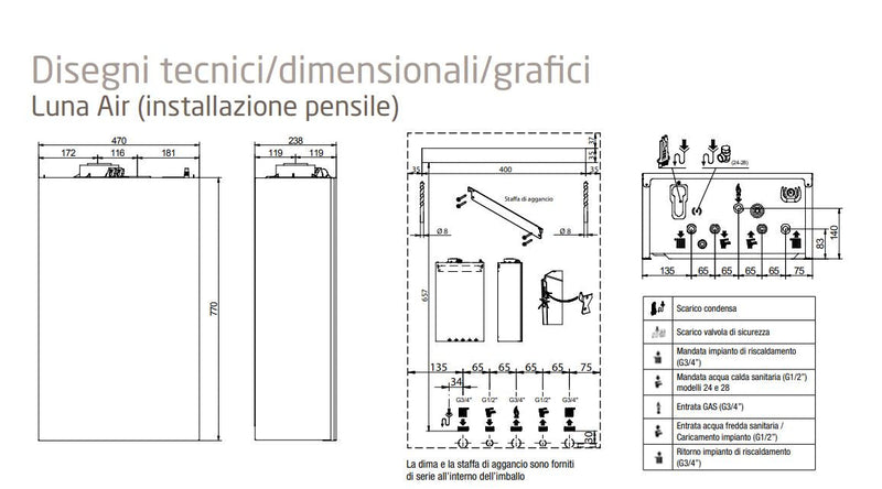 Caldaia a condensazione Baxi 24 kw Luna Air da Incasso