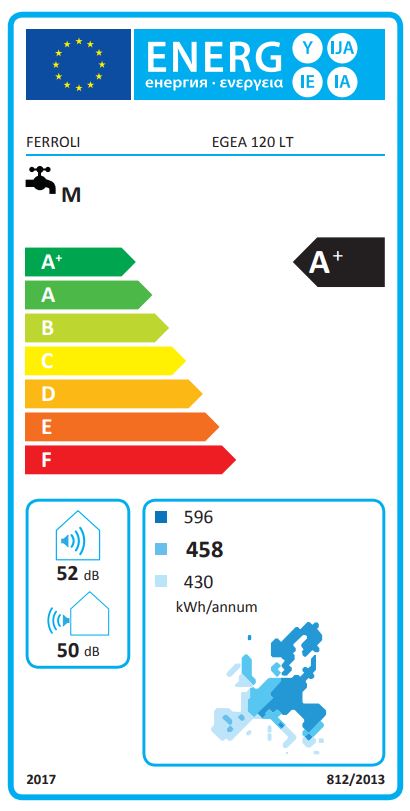 Scaldabagno a pompa di calore aria acqua Ferroli Egea LT 120 ad accumulo gas R290 Wi-Fi