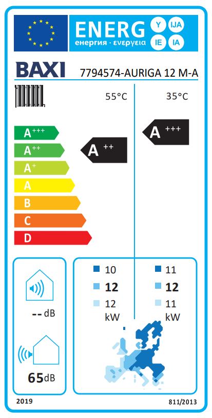 Pompa di calore aria-acqua 12 Kw Baxi Auriga 12M-A R32 monoblocco inverter monofase