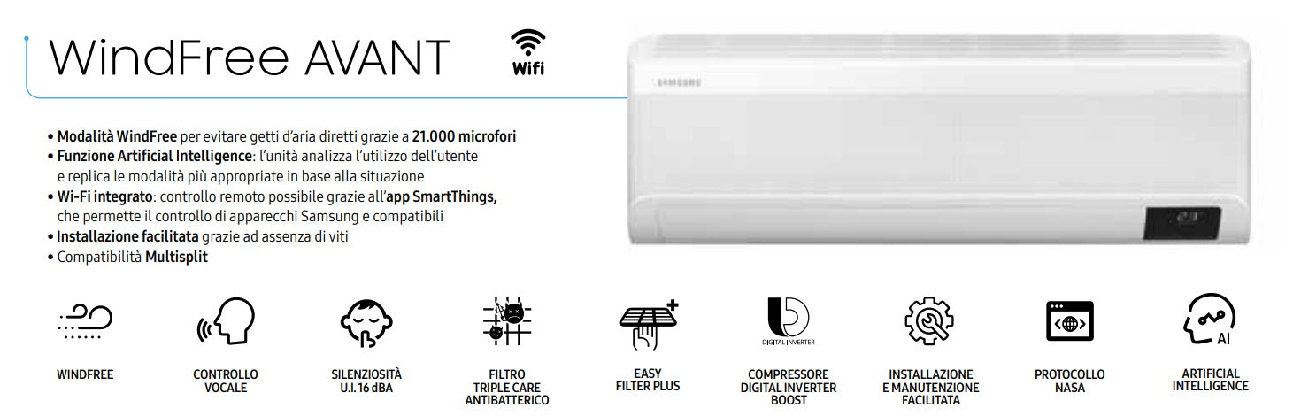 Climatizzatore Samsung Windfree Avant 9000 btu Wi-Fi F-AR09AVT
