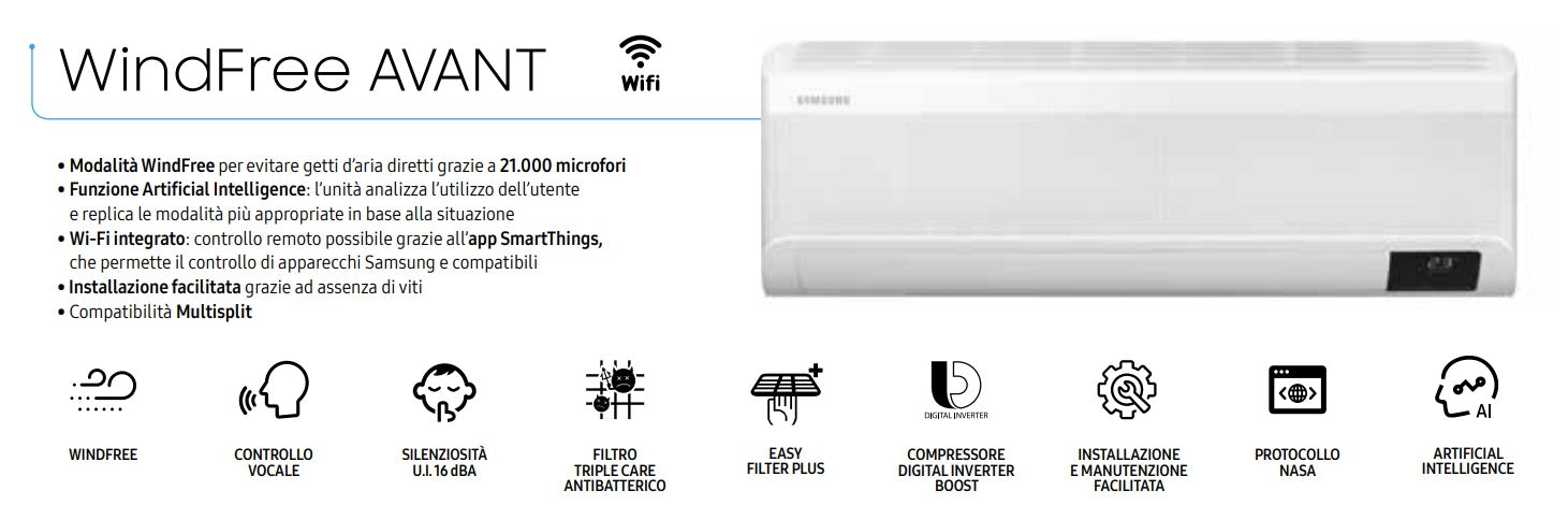 Climatizzatore Samsung Windfree Avant 18000 btu Wi-Fi F-AR18AVT