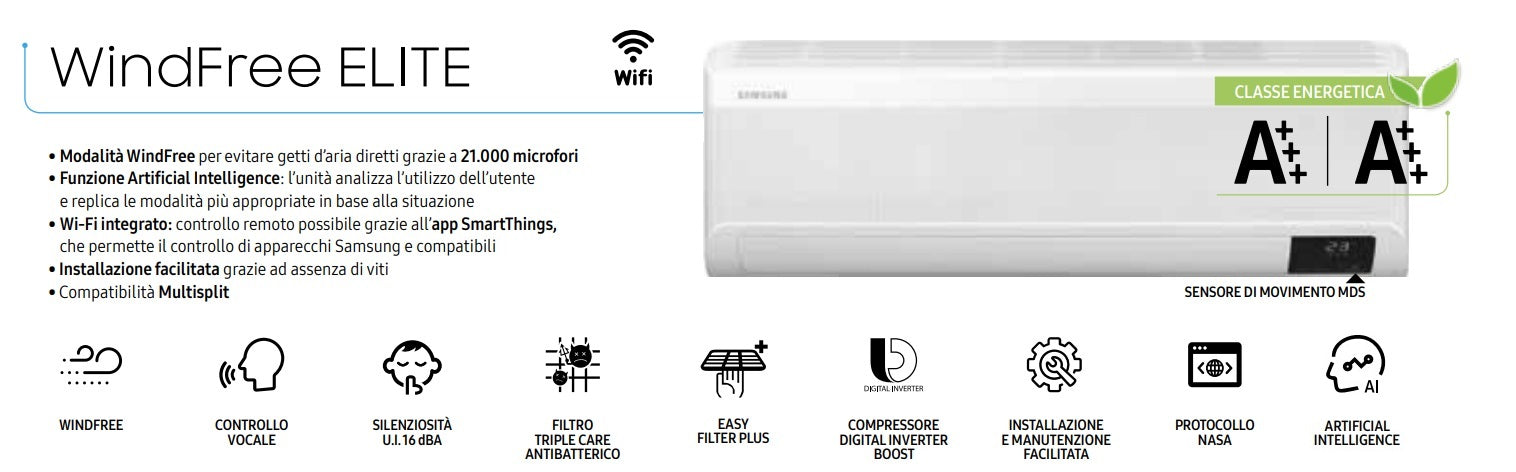 Climatizzatore Samsung Windfree Elite 12000 btu Wi-Fi F-AR12ELT