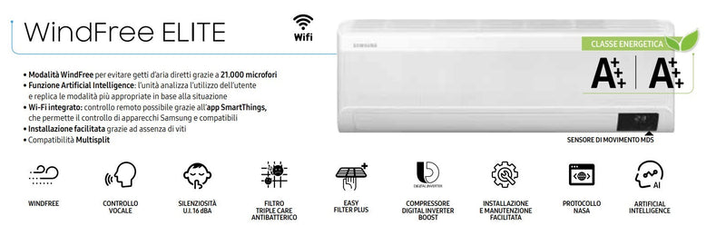 Climatizzatore Samsung Windfree Elite 12000 btu Wi-Fi F-AR12ELT