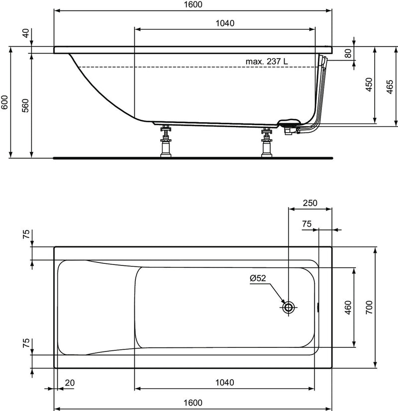 Vasca da bagno Ideal Standard mod. Connect AIR da incasso