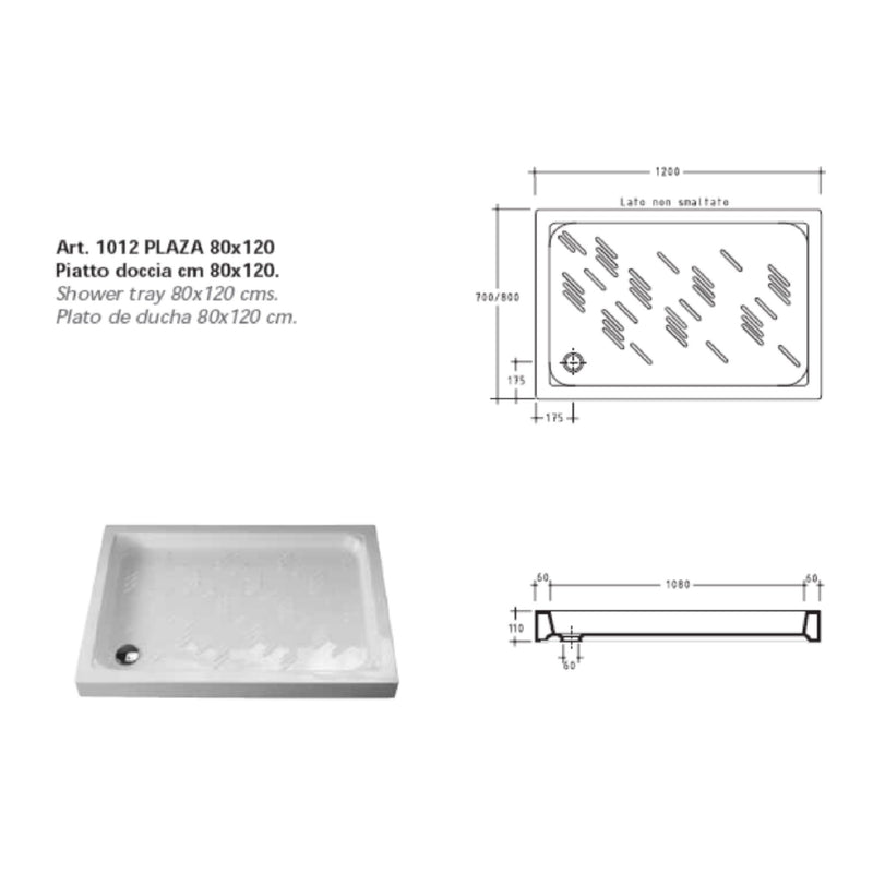 Piatto Doccia 80x120 cm Galassia Plaza cod. 1012