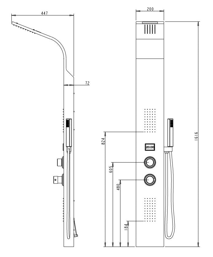 Colonna doccia multifunzione Sphera cod. CLAI05CC3CR in acciaio cromato