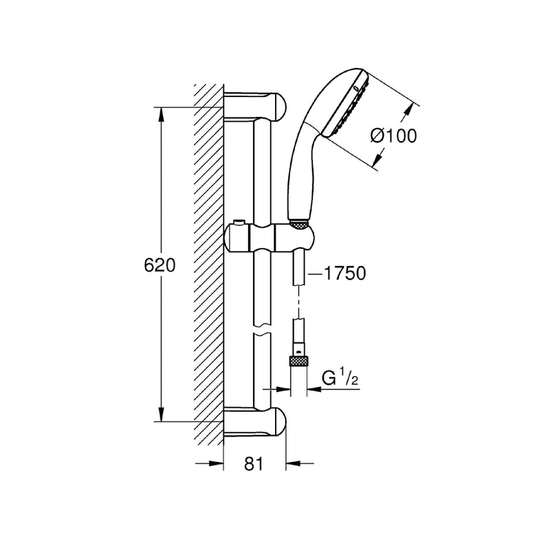 Saliscendi Grohe 2 getti Tempesta 100 cod. 27598001 cromo