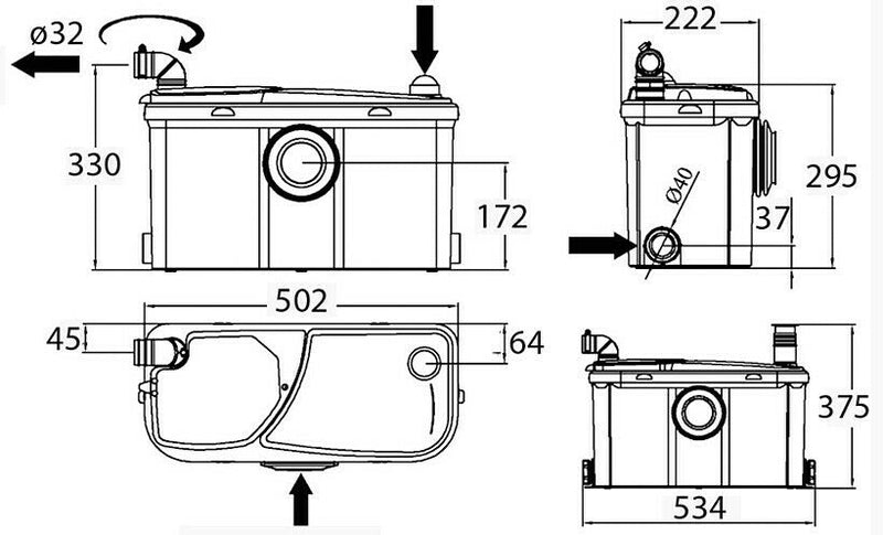Trituratore adattabile SFA Watersan 3 WS3 per bagno completo