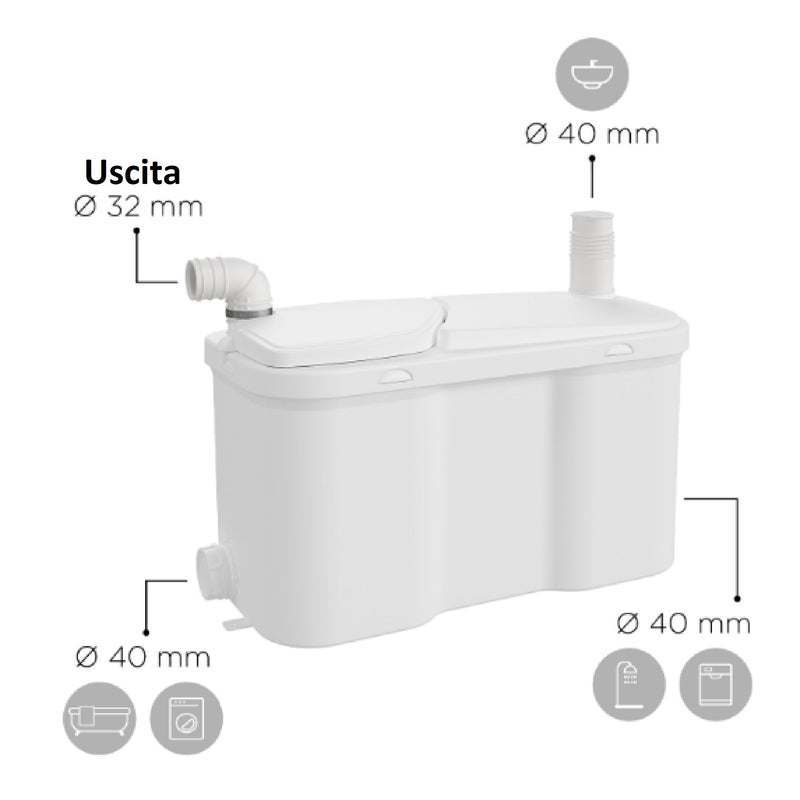 Pompa acque grigie bagno e cucina SFA Watersan 20 WS20 uso intensivo